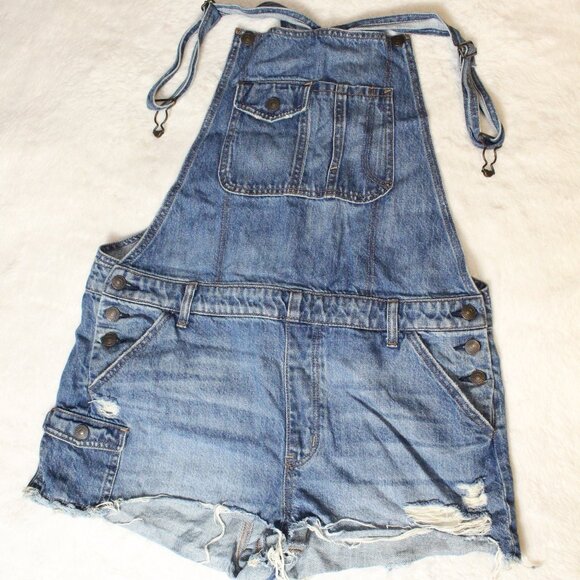 American Eagle Outfitters Blue Denim Shortalls - Picture 1 of 8